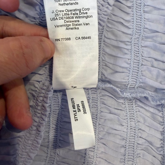 J.Crew Blue Smocked Button Top Coastal Preppy Cottage Spring medium quiet luxury - Picture 11 of 11